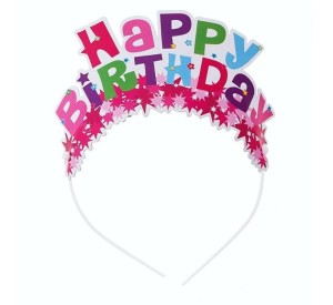 Tiara papierowa "Happy Birthday", 4 szt.