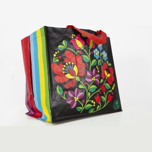 Eko torba FOLKLOR czarna  PP tkany 34x22x34